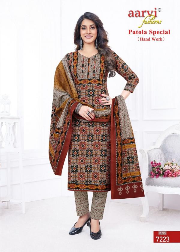Aarvi Patola Special Vol 1 Cotton Kurti Pant With Dupatta Collection